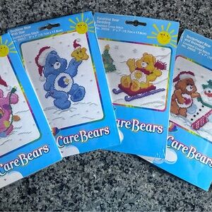 Vintage Care Bears Christmas Cross Stitch Kit - Pink, Blue, Yellow